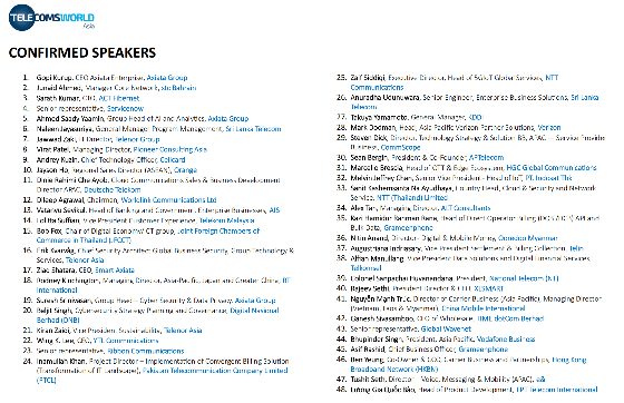 欢迎参加TELECOMS WORLD ASIA 2025（第