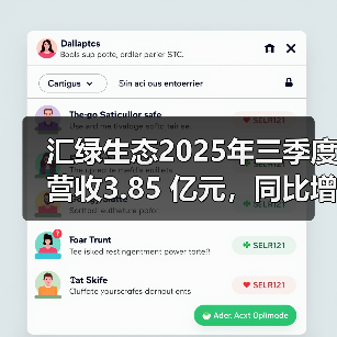 汇绿生态2025年三季度营收3.85 亿元，同比增长356.13%（图1）